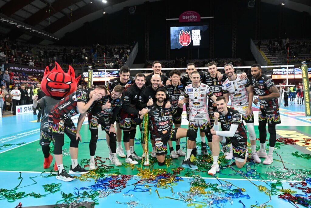 公式戦4試合ぶりに勝利したペルージャ＝2025年2月2日、写真：Lega Pallavolo