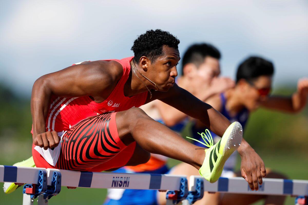 日本グランプリシリーズ 福井大会の男子 110mハードルで優勝した村竹ラシッド (JAL)　=2025年8月16日、福井県営陸上競技場（クレジット：佐々木美雨/フォート・キシモト）
