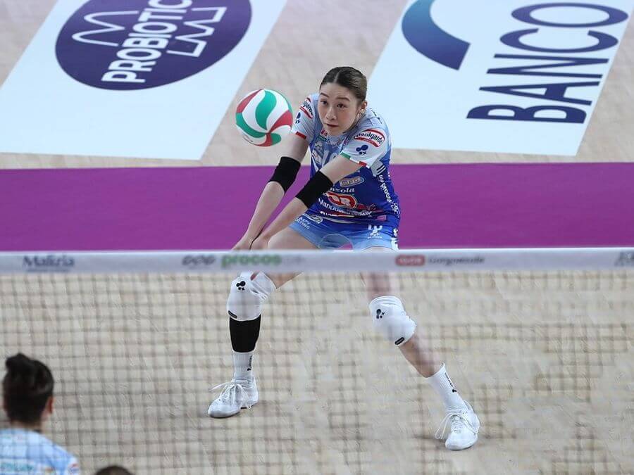 2025年10月15日のキエーリ戦でのサーブレシーブは返球率55%、成功率41%(写真提供:Igor Volley Novara)