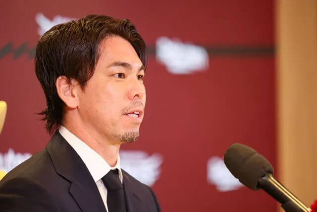 オンライン記者会見で語る前田健太=楽天ゴールデンイーグルス提供
