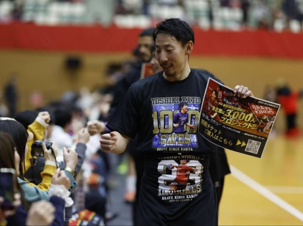 「3,000人プロジェクト」を告知するパリ五輪男子日本代表主将・ブレイヴキングスの渡部仁=ブレイヴキングス刈谷提供