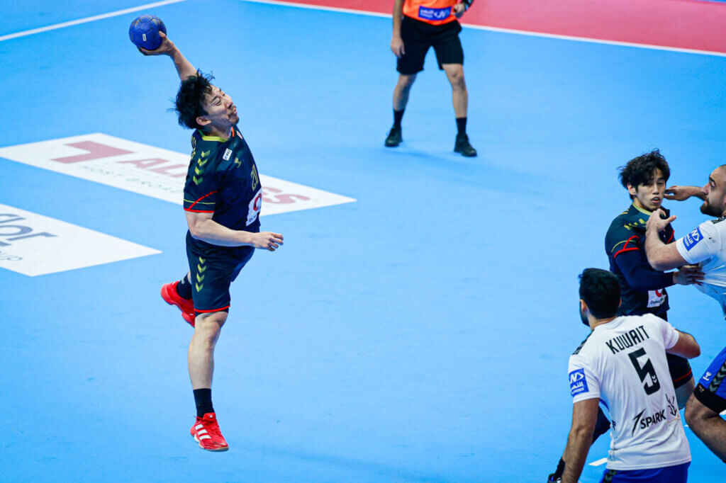 日本ークウェート戦より=2026年1月29日、クウェートのシェイク・サード・アル=アブドゥッラー屋内競技場で(提供:クウェートハンドボール協会ⒸKUWAIT HANDBALL ASSOCIATION)