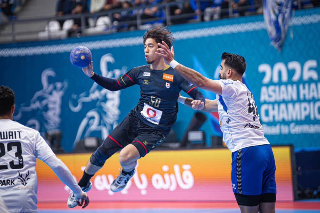 日本ークウェート戦より=2026年1月29日、クウェートのシェイク・サード・アル=アブドゥッラー屋内競技場で(提供:クウェートハンドボール協会ⒸKUWAIT HANDBALL ASSOCIATION)