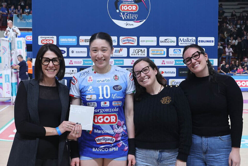2026年2月8日、レギュラーシーズン後半第10節ミラノ戦はフルセットの末に勝利し、石川はMVPに輝く=写真提供:Igor Volley Novara