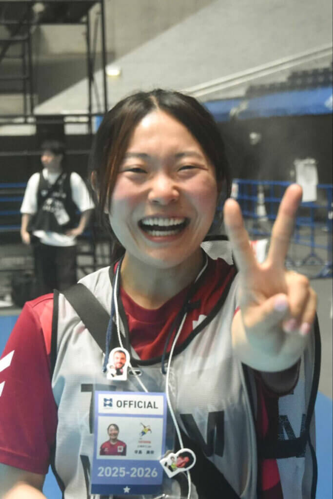 2025年のプレーオフまでキャプテンだった辛島美奈(香川銀行シラソル香川)。引退後は広報になり、チームを支えている