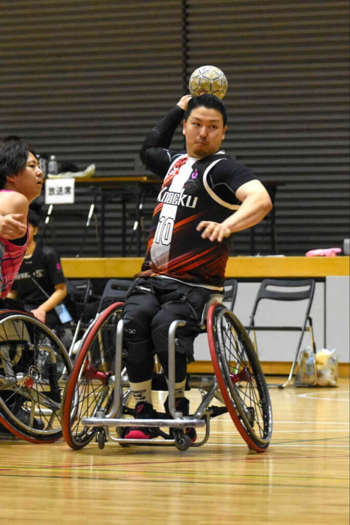 日本の車いすハンドボール界をリードする諸岡晋之助(Knockü SC新宿)。競技の発展、普及、後進の育成にも注力している