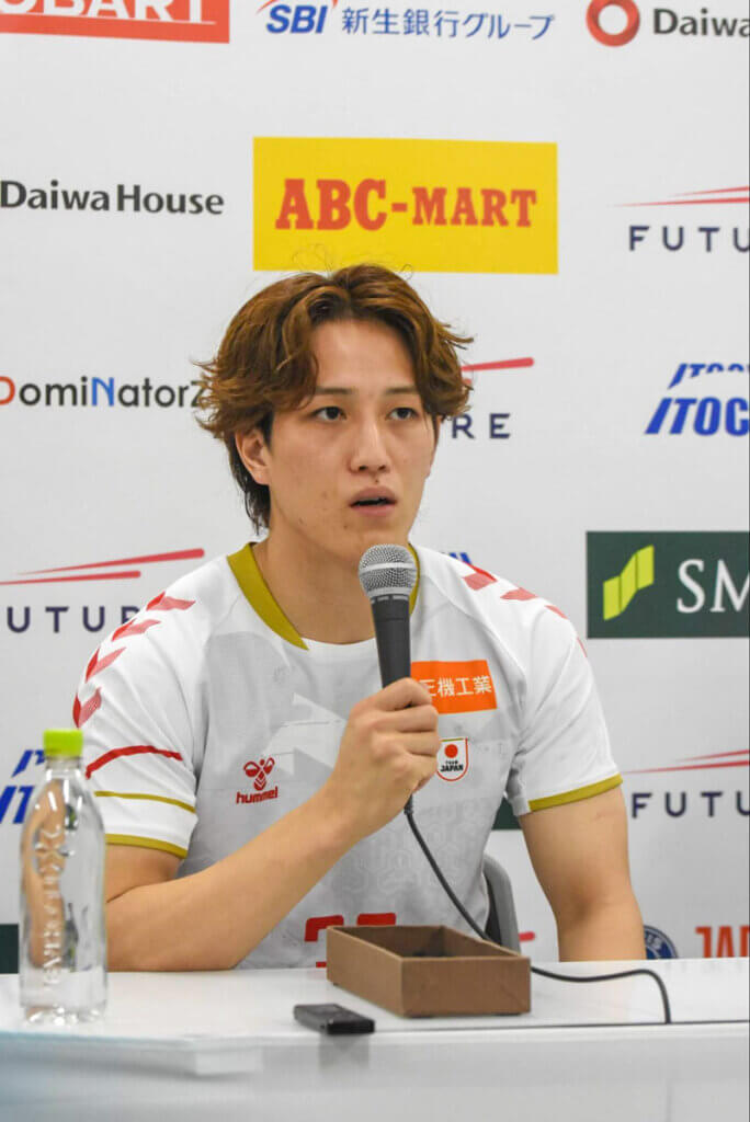 日本代表ネクストの主将を務めた藤坂尚輝(大同フェニックス東海)。OFのリーダーらしい振る舞いが、練習からも見られた