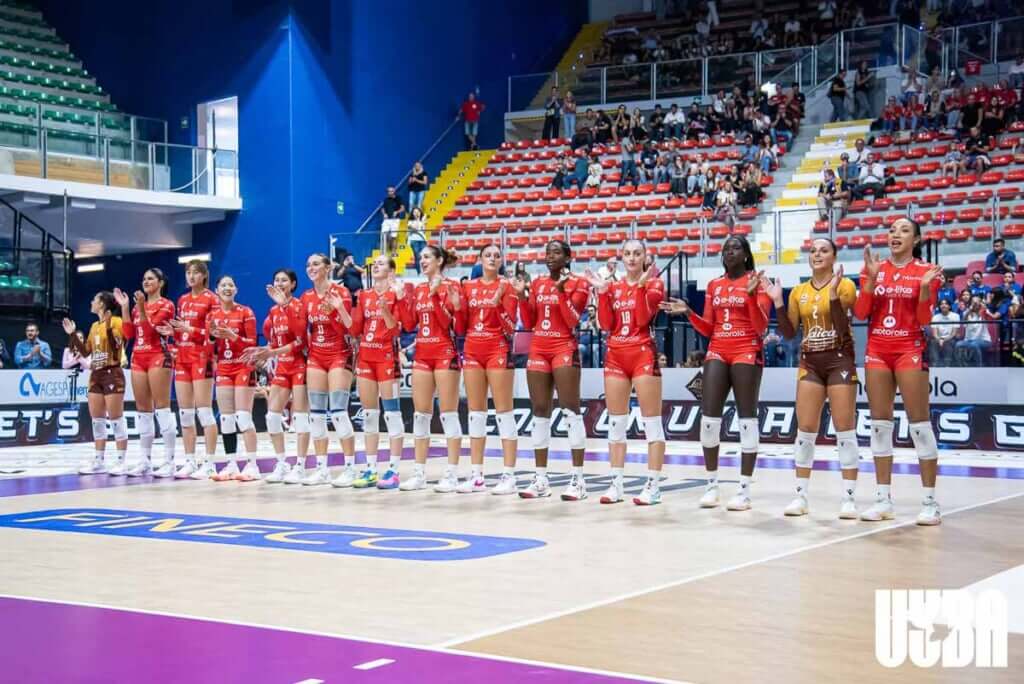 ホーム開幕戦は郊外のビエッラで行われた＝2026年10月4日（写真提供：Uyba Voley Busto Arsizio/G.AlemanI)